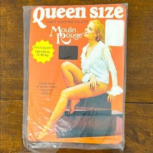 Vintage Moulin Rouge Queen Size Pantyhose Double Mesh Tights Grey Pinup New NIP